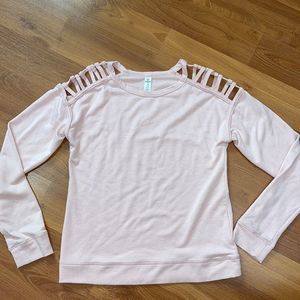 90 degree by reflex dusty rose open shoulder detail top